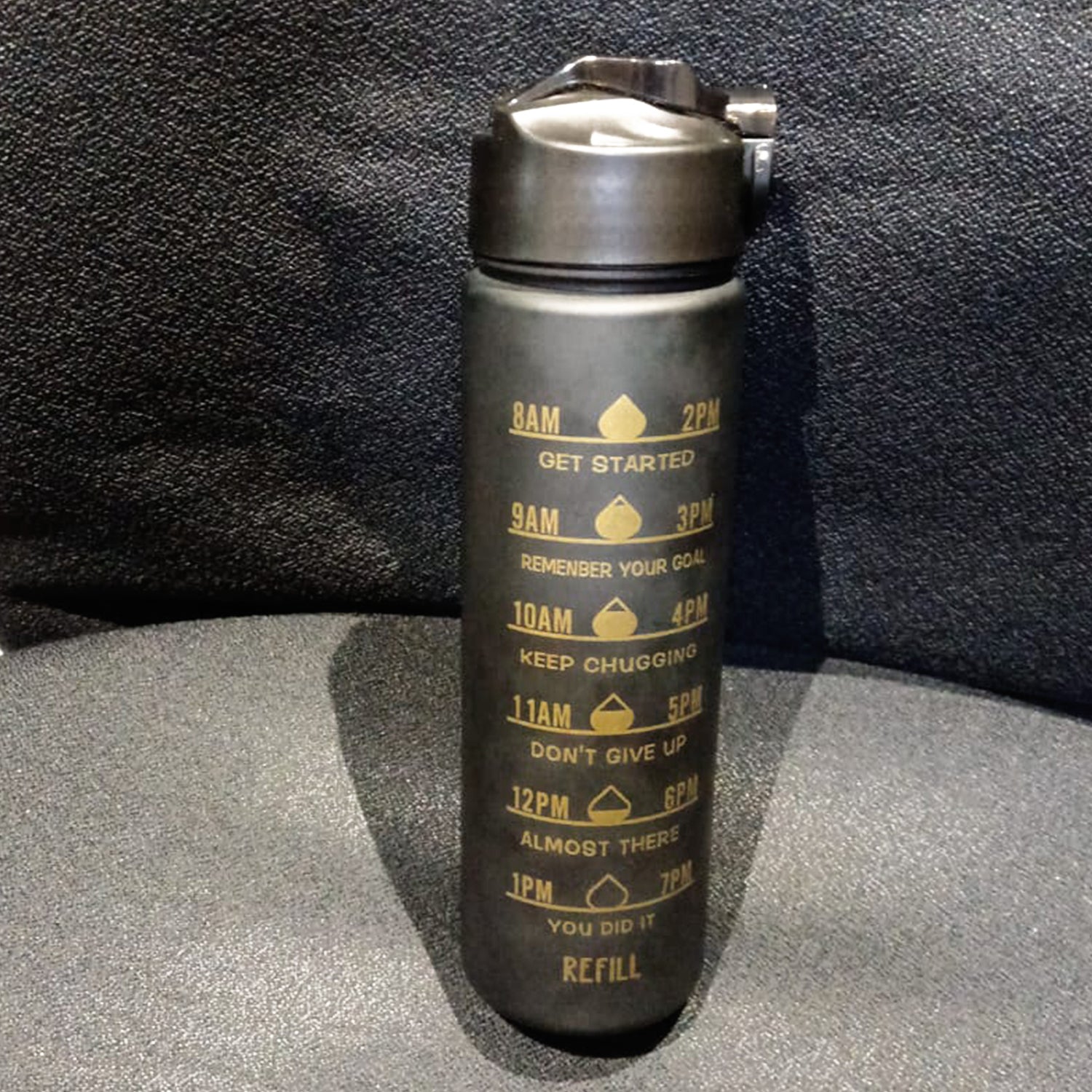 2 Pc Premium Black Motivational Water Bottle Set (900 ML + 300 ML) 2 Pc Premium Black Motivational Water Bottle Set (900 ML + 300 ML)